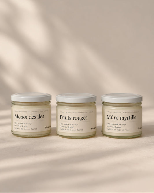 Trio bougies parfumées 100g